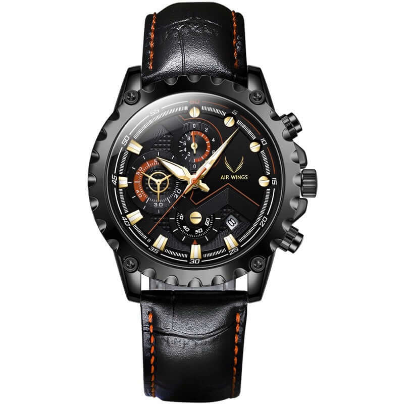 Air Wings Ace - Gold/Black limited-edition pilot watch showcasing vintage military design and modern craftsmanship.